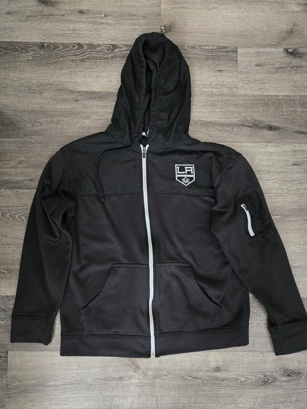 NHL Black and White Hooded Jacket with Official NHL Patch